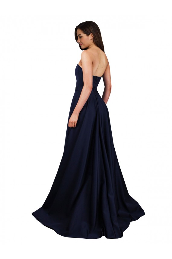 Sweetheart Neckline Low Back Long Formal Crepe Bridesmaid Dress / Prom Dress with High Leg Spit