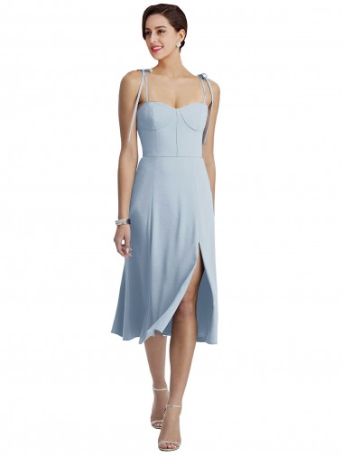 Shop Midi Cocktail Length Bustier Crepe Bridesmaid Dress / Prom Dress with Back Bow Straps Perth