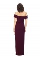 Fitted Full Length Off the Shoulder Formal Crepe Bridesmaid Dress / Prom Dress with Side Split and Waist Tie