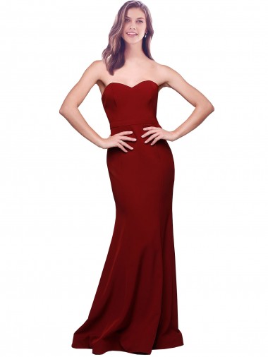 Shop Long Full Length Sweetheart Slim Formal Crepe Bridesmaid Dress / Prom Dress with Strapless Bodice Perth