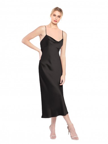 Shop Cowl Neck Midi Length Short Cocktail Formal Stretch Satin Slip Bridesmaid Dress / Prom Dress Perth