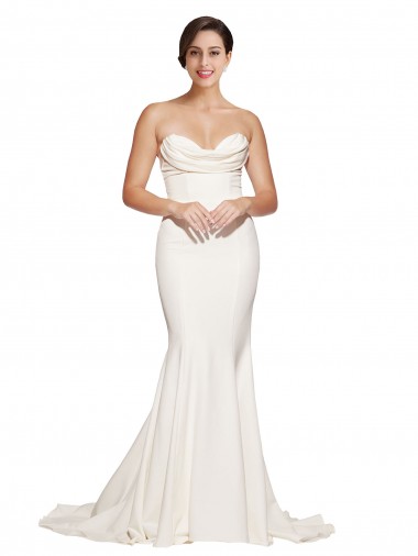 Shop Strapless Cowl Neck Sweep Train Formal Stretch Satin Bridesmaid Dress / Prom Dress Perth