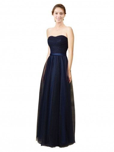 Shop Elegant Lace and Tulle Long Strapless Bridesmaid Dress Perth