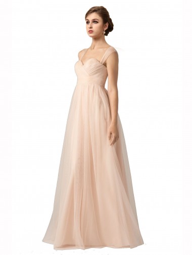 Shop Illusion Sleeves Tulle Bridesmaid Dress with Shirred Bodice and Sweetheart Neckline Perth