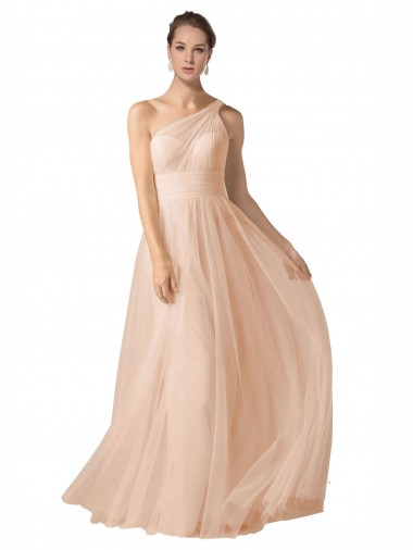 Shop Illusion One Shoulder Tulle Bridesmaid Dress with Shirred Bodice Perth