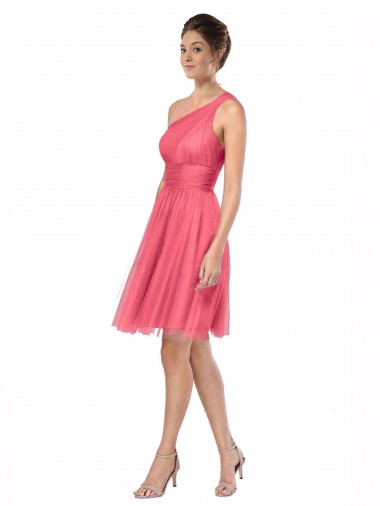 Shop One Shoulder Short Knee Length Tulle Bridesmaid Dress Perth