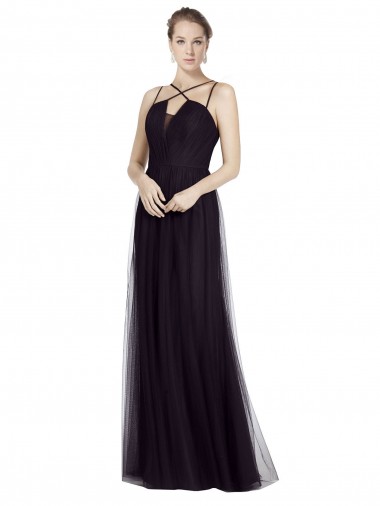 Shop High Neck Long A-Line Tulle Bridesmaid Dress Perth