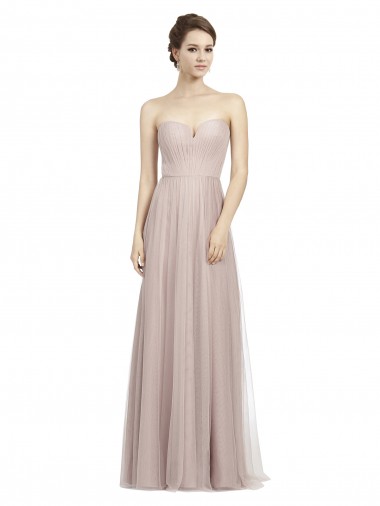 Shop Long Strapless Tulle Bridesmaid Dress with Pleated Bodice Perth