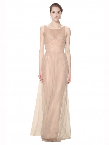 Shop Long Tulle Bridesmaid Dress with Illusion Neck Perth