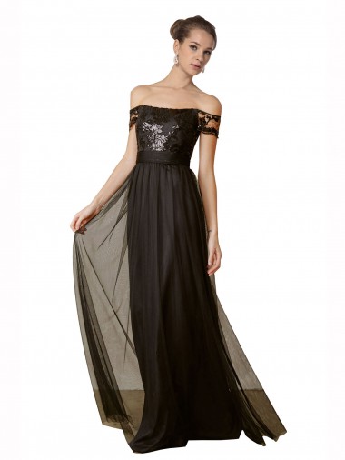 Shop Off The Shoulder Sequined Lace Tulle Bridesmaid Dress Perth