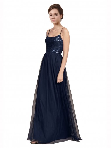 Shop Spaghetti Strap Tulle Bridesmaids Dress with Ballerina Neckline Perth