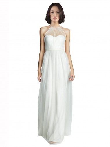Shop High Neckline Long Tulle Bridesmaid Dress with Illusion Front Perth