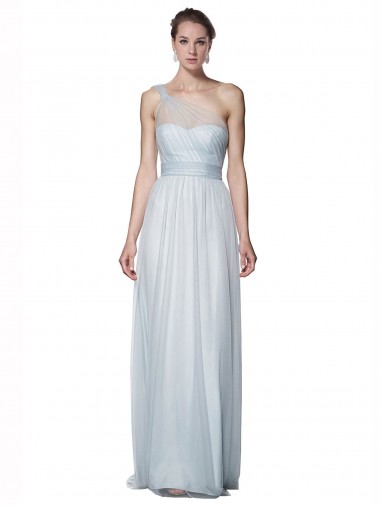 Shop One Shoulder Illusion Tulle Bridesmaid Dress with Knot Detail Perth