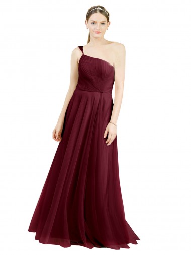 Shop One Shoulder Floor Length Long Tulle Bridesmaid Dress Perth