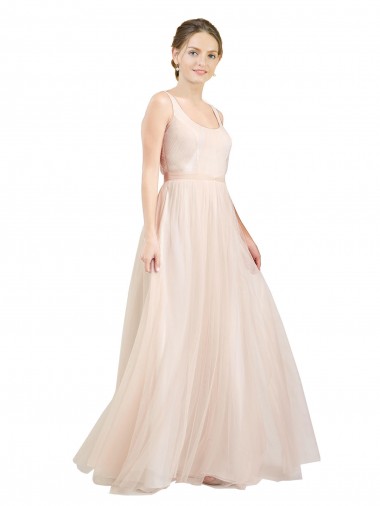Shop Scooped Neckline Long Tulle Bridesmaid Dress with Open Back Perth