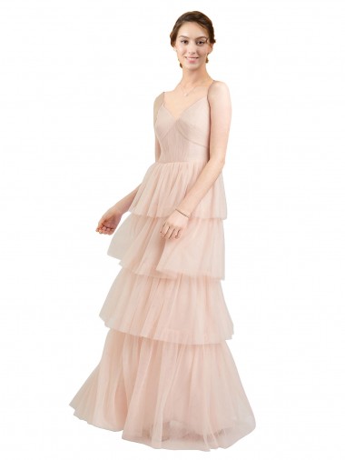 Shop V-Neck A-Line Layered Long Tulle Bridesmaid Dress Perth