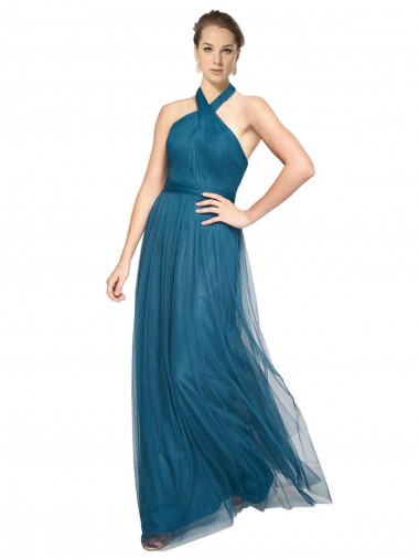 Shop High Neck Halter Pleated A-Line Tulle Bridesmaid Dress Perth