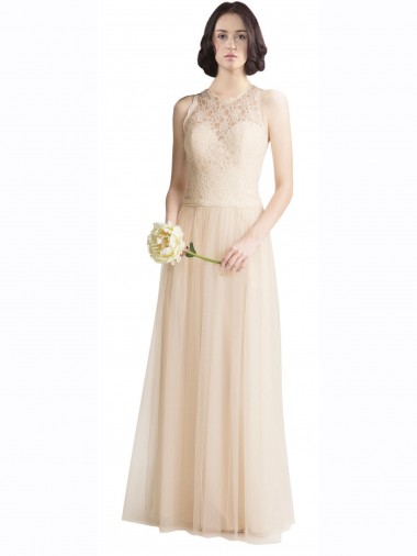 Shop Full Length Tulle Bridesmaid Dress with Corded Lace Over Sweetheart Neckline Perth