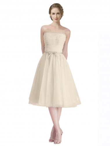 Shop Strapless Short Cocktail Length Tulle Cocktail Bridesmaid Dress with Pleats Perth