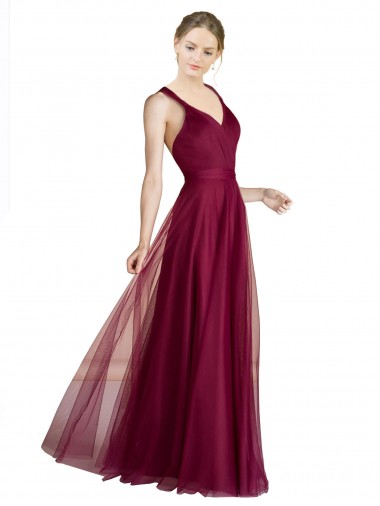 Shop Long Sweetheart Tulle Bridesmaid Dress with Straps and Criss Cross Back Perth
