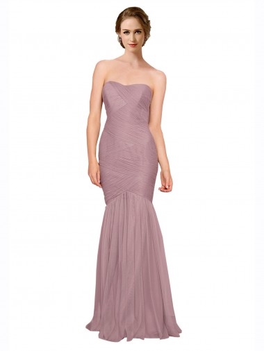 Shop Mermaid Strapless Tulle Bridesmaid Dress with All Over Pleats Perth