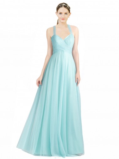 Shop Ruched Sweetheart Neckline A-Line Tulle Bridesmaid Dress with Tie Open Back Perth