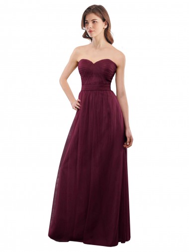 Shop Strapless Tulle A-line bridesmaid dress with pleated top Perth