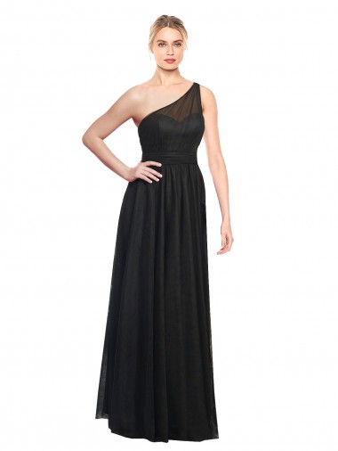 Shop Ruched One Shoulder Tulle A-Line Bridesmaid Dress Perth