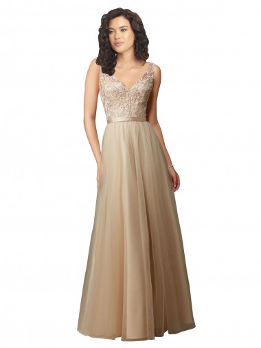 Shop Long Tulle Bridesmaid Dress with Embroidery and Beading Perth