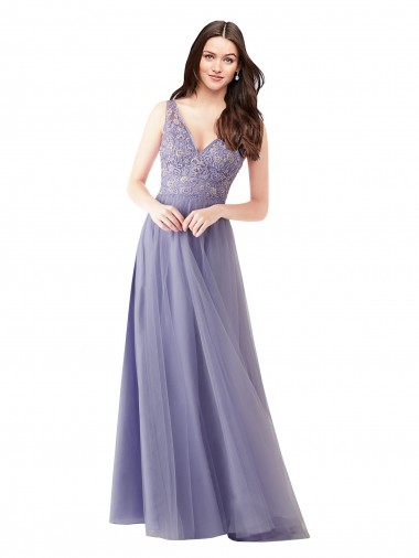 Shop Sweetheart Tulle Bridesmaid Dress with Fully Embroidered V-Neck Bodice Perth