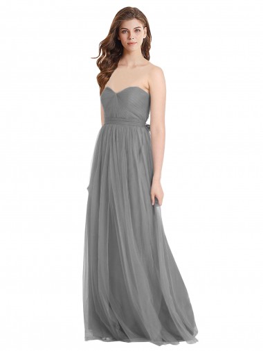 Shop Shirred Strapless Bodice Long Tulle Bridesmaid Dress with Sweetheart Neckline Perth