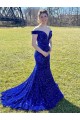 Off the Shoulder Sleeveless Long Sweep Train Velvet Sequin Prom Dress Perth