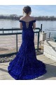 Off the Shoulder Sleeveless Long Sweep Train Velvet Sequin Prom Dress Perth