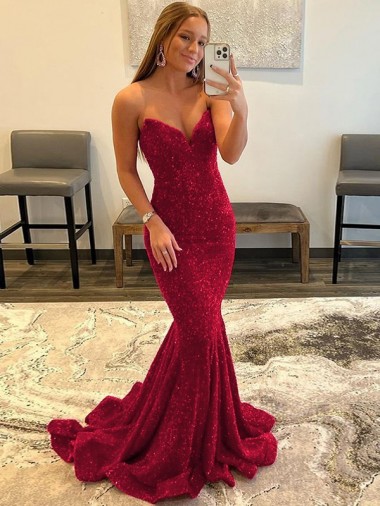 Shop Sweetheart Sleeveless Long Sweep Train Velvet Sequin Prom Dress Perth