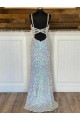 V-Neck Sleeveless Long Sweep Train Velvet Sequin Prom Dress Perth