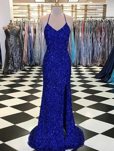 V-Neck Sleeveless Long Velvet Sequin Prom Dress Perth