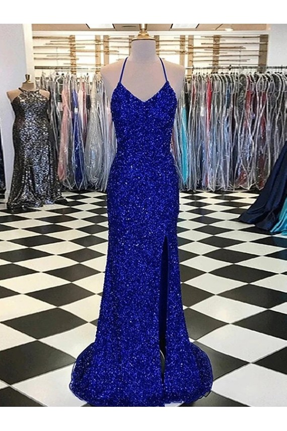 V-Neck Sleeveless Long Velvet Sequin Prom Dress Perth