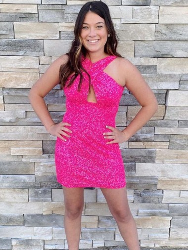 Shop Halter Sleeveless Short Velvet Sequin Cocktail Homecoming Dress / Prom Dress Perth