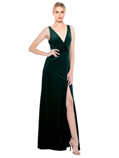 Shop Sleek V-Neck Long Formal Velvet Bridesmaid Dress / Prom Dress with Side Slit Perth