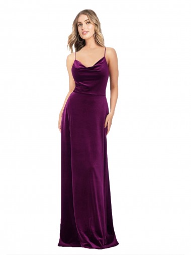 Shop Draped Neckline Spaghetti Straps Formal Velvet Bridesmaid Dress / Prom Dress Perth