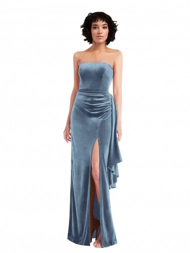 Shop Strapless Formal Velvet Maxi Bridesmaid Dress / Prom Dress with Draped Skirt Perth
