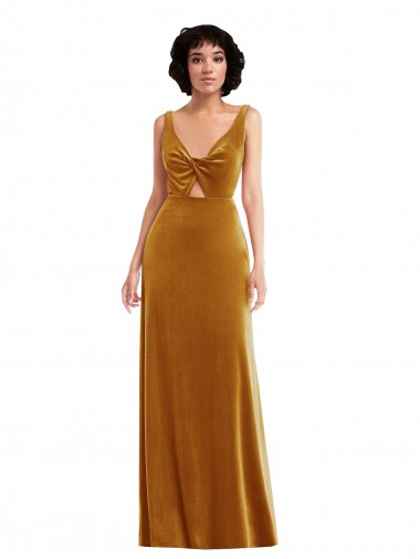 Shop Twist Front Cutout Velvet Maxi Bridesmaid Dress / Prom Dress with Pockets Perth