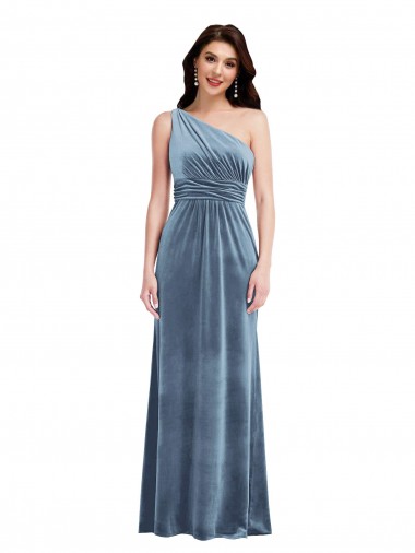 Shop One Shoulder Draped Velvet Maxi Bridesmaid Dress / Prom Dress Perth
