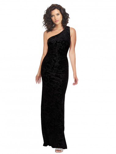 Shop One Shoulder Long Sheath Sleeveless Floral Velvet Bridesmaid Dress Perth