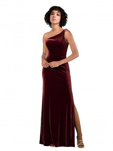 Shop Formal One Shoulder Floor-Length Velvet Bridesmaid Dress / Prom Dress Perth