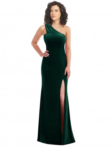 Shop One Shoulder Velvet Trumpet Bridesmaid Dress / Prom Dress with Front Slit Perth