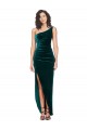 One Shoulder Velvet Front Wrap Bridesmaid Dress / Prom Dress 