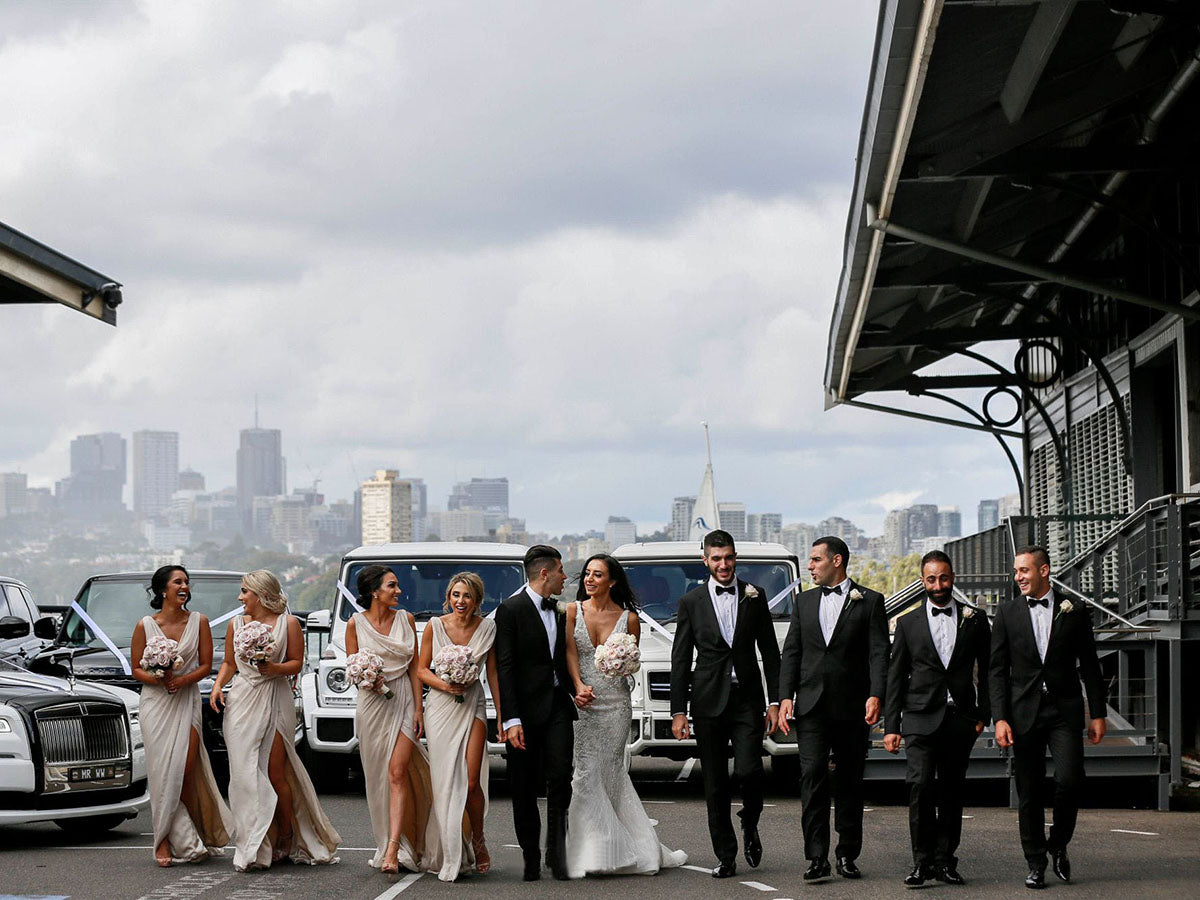 Full Length Luxe Chiffon Long Champagne bridesmaid dresses Perth with Sexy High Slit and Front Ruffles